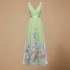Dames bloemenprint maxi-jurk met v-hals ontwerp Jelle Jora Mode