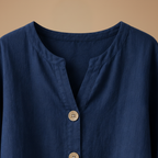 Damesblouse met V-hals en knopen aan de voorkant Jelle Jora Mode