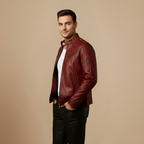 Slim Fit Biker Faux Leather Jacket voor Heren Jelle Jora Mode