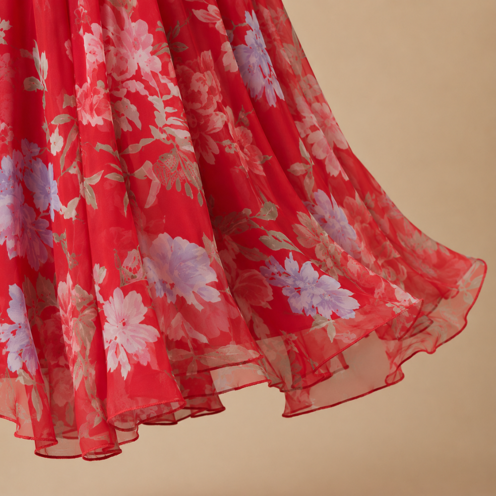 Dames midi-jurk met bloemendesign en V-hals met empire-taille Jelle Jora Mode