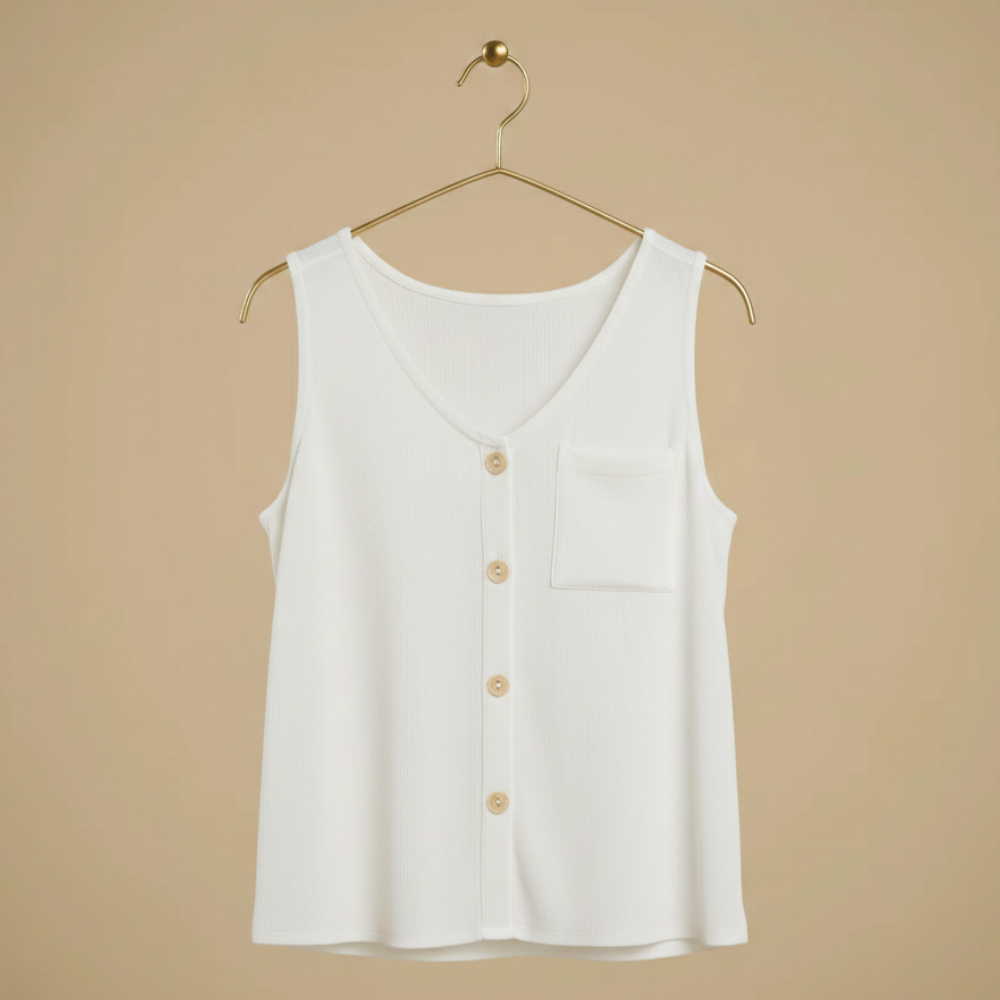 Mouwloze zomerse vesttop met knopen Jelle Jora Mode