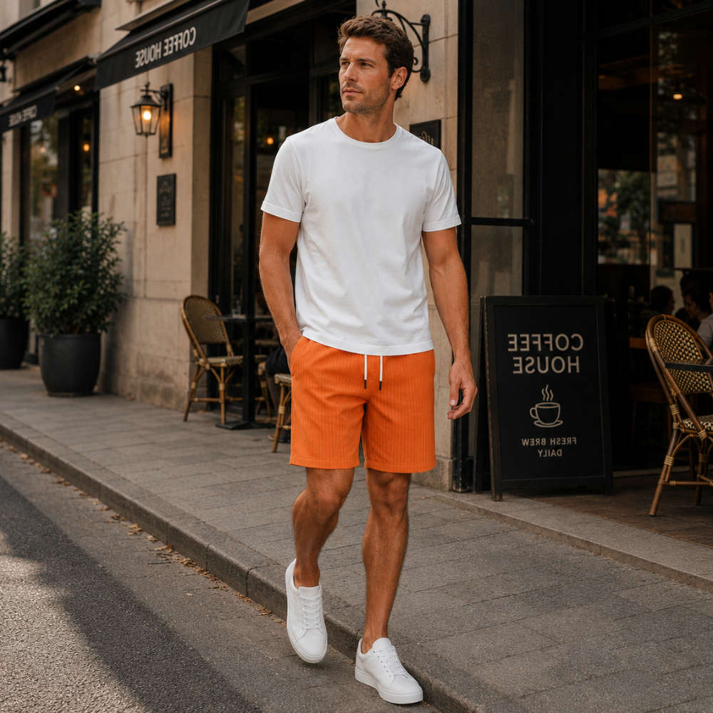 Heren strandboardshorts met trekkoord en zakken Jelle Jora Mode