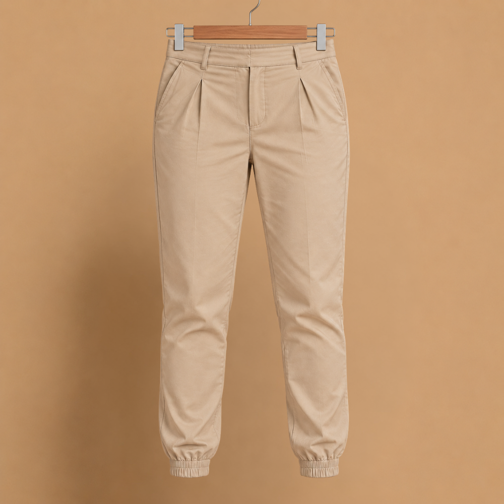 Dames joggingbroek hoge taille slim fit met omslag Jelle Jora Mode