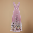 Dames bloemenprint maxi-jurk met v-hals ontwerp Jelle Jora Mode