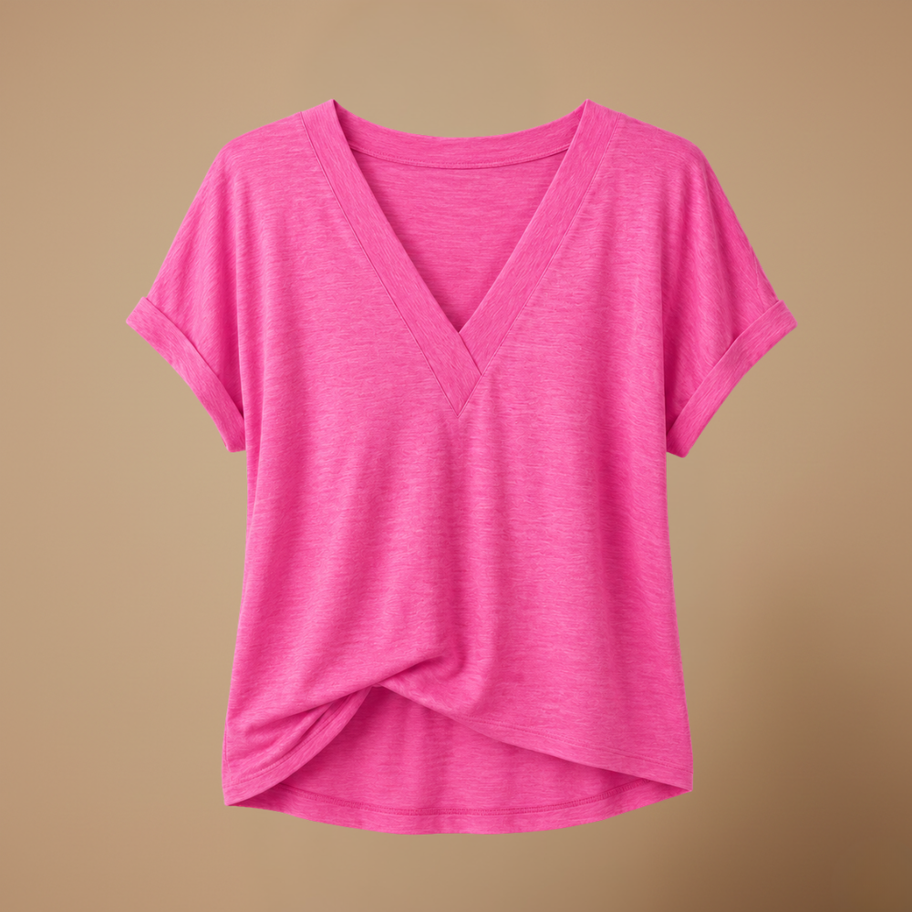 Damesblouse met losse pasvorm en V-hals Jelle Jora Mode