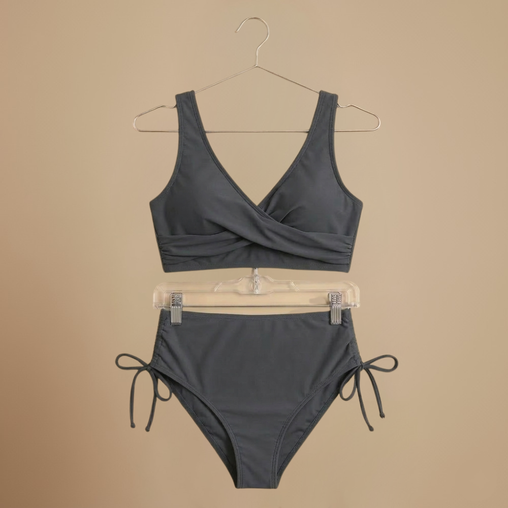 Dames hoge taille wikkelbikini met strikbandjes aan de zijkanten Jelle Jora Mode