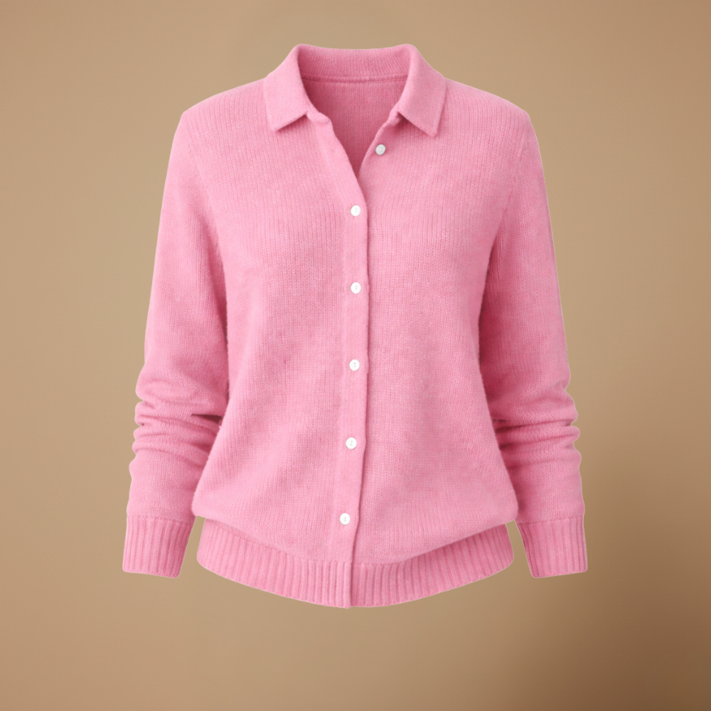 Damesvest met gebreide revers en knopen Jelle Jora Mode