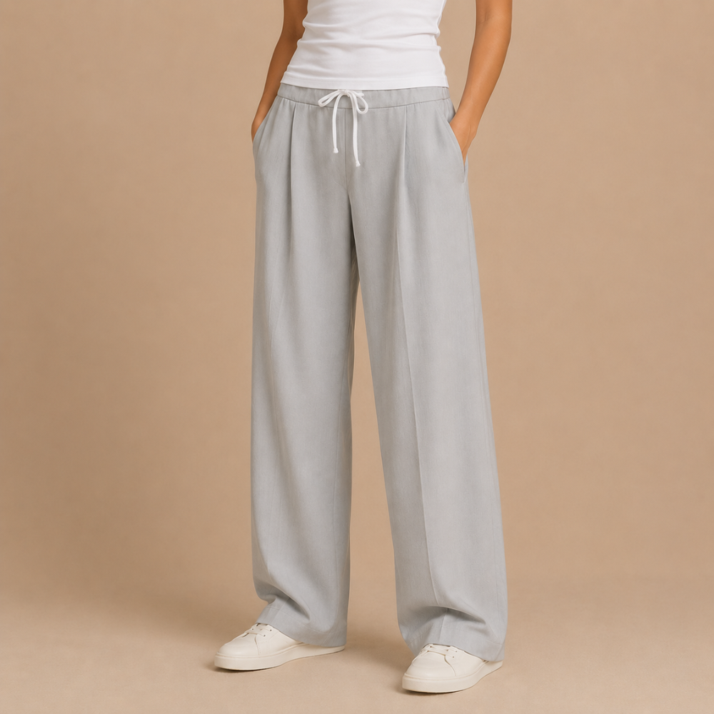 Dames casual broek met elastische tailleband en enkellengte Jelle Jora Mode