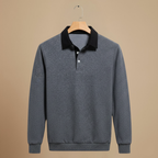 Heren sweater met lange mouwen en polo-kraag Jelle Jora Mode