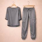 Dames relaxte set – top met lange mouwen en losse broek Jelle Jora Mode