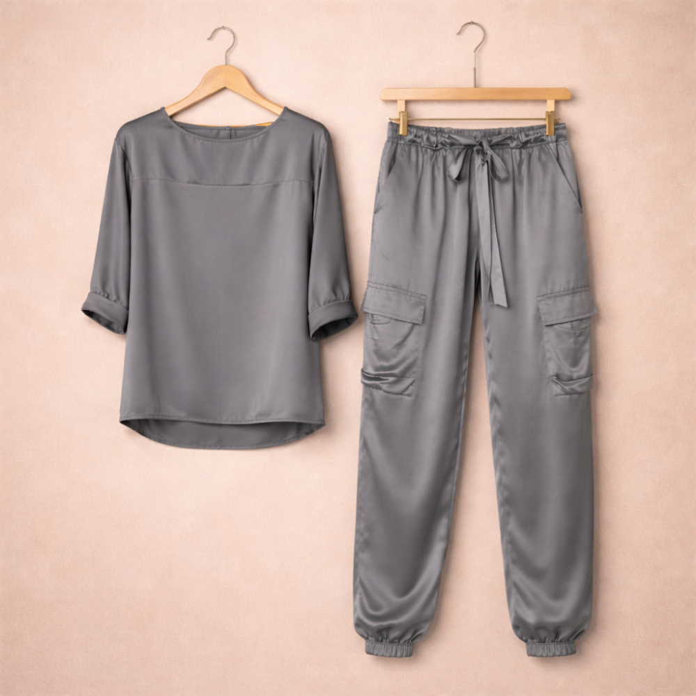 Dames relaxte set – top met lange mouwen en losse broek Jelle Jora Mode