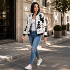 Casual bomberjack met bloemen print Jelle Jora Mode