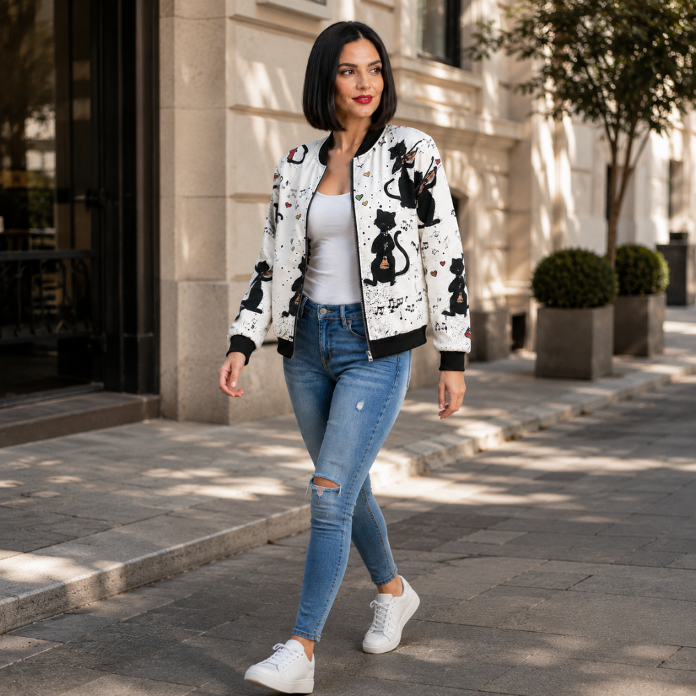 Casual bomberjack met bloemen print Jelle Jora Mode