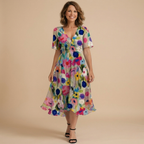 Dames casual knielengte zomerjurk met patroon Jelle Jora Mode