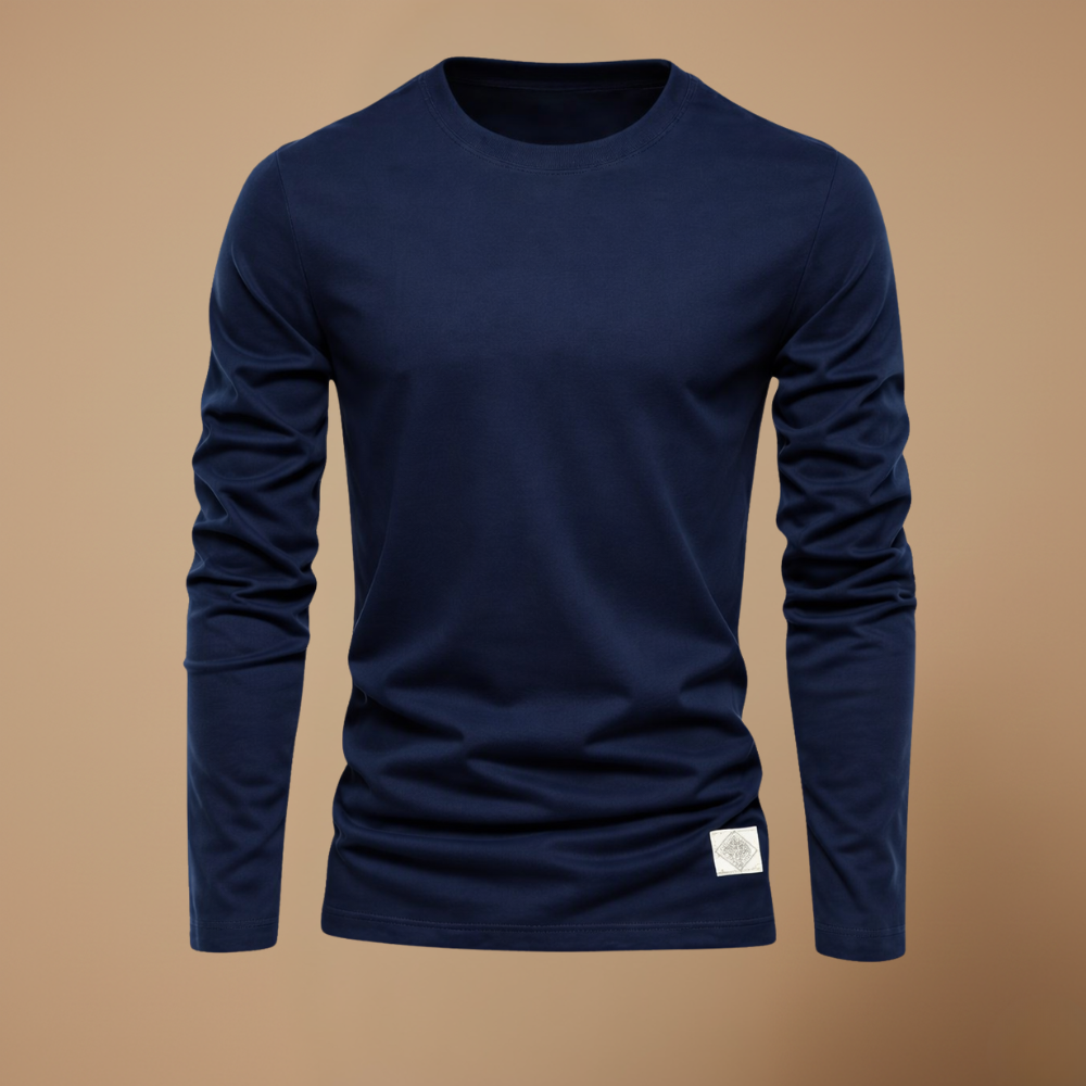 Heren ademend casual t-shirt met lange mouwen en ronde hals Jelle Jora Mode