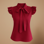 Dames elegante blouse met korte mouwen ruches en strikje Jelle Jora Mode
