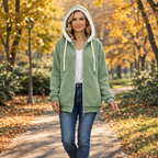 Losvallende fleece jas met capuchon voor dames Jelle Jora Mode
