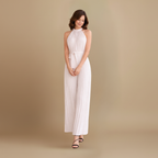 Dames geplooide jumpsuit – hoge hals ontwerp met riem Jelle Jora Mode