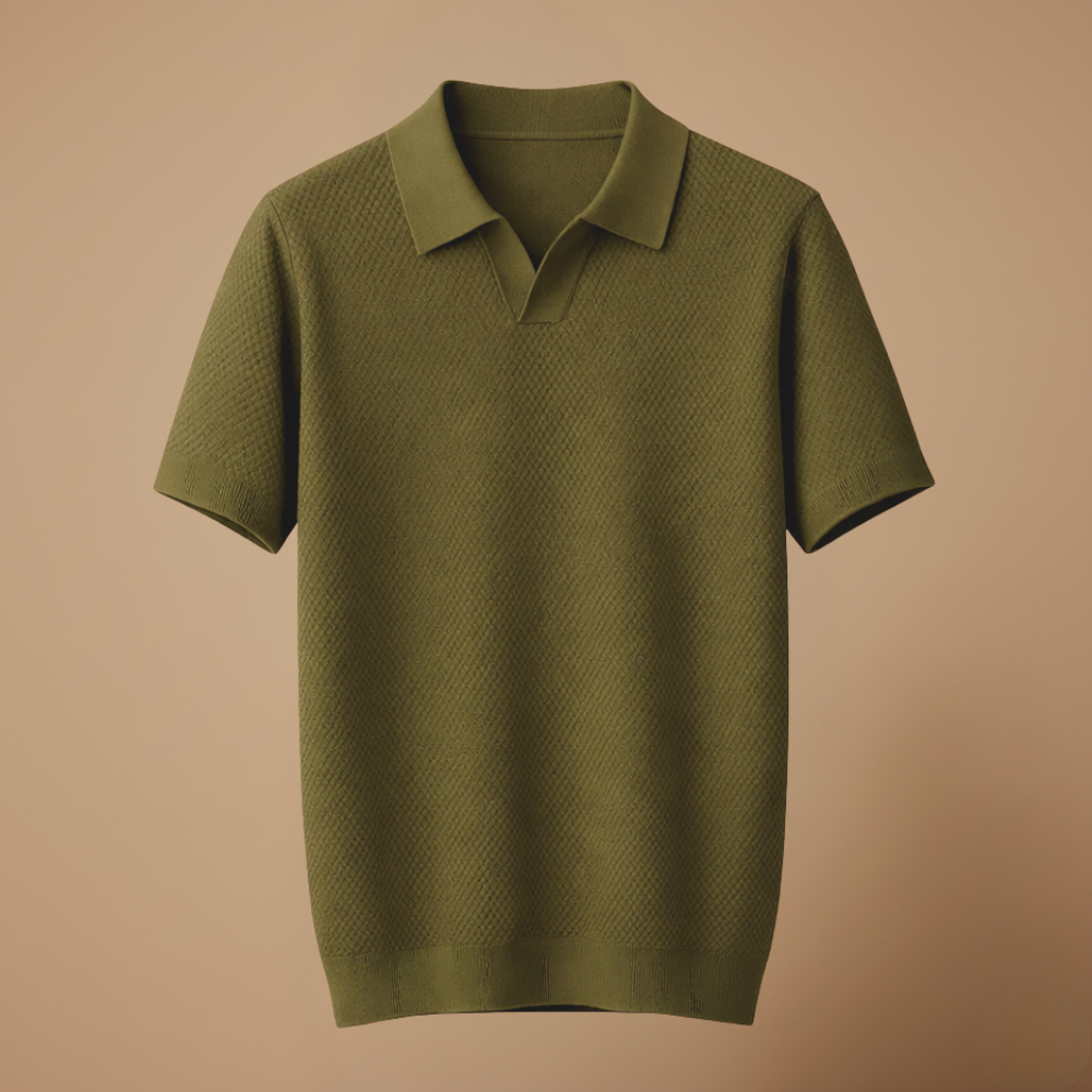 Heren slim fit poloshirt met korte mouwen en klassieke V-hals Jelle Jora Mode