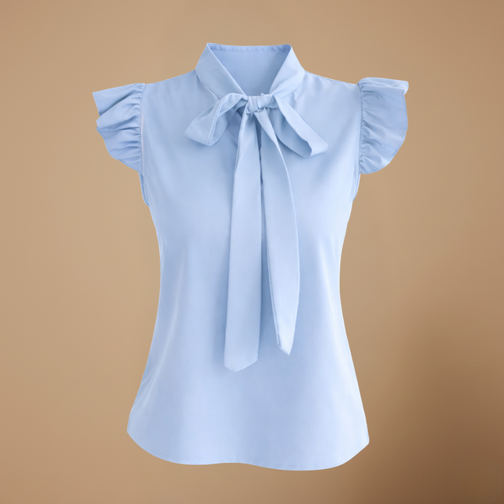 Dames elegante blouse met korte mouwen ruches en strikje Jelle Jora Mode