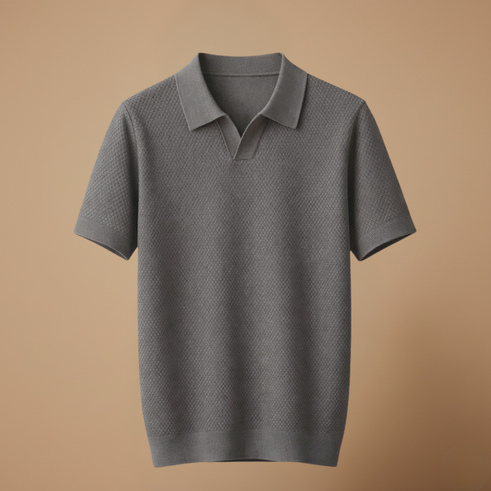 Heren slim fit poloshirt met korte mouwen en klassieke V-hals Jelle Jora Mode