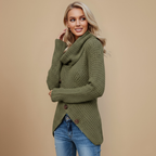 Effen gebreide trui met col en knoopdetails Jelle Jora Mode