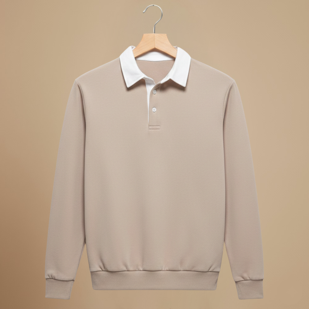 Heren sweater met lange mouwen en polo-kraag Jelle Jora Mode