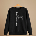 Sweatshirt met ronde hals en witte kattenprint Jelle Jora Mode
