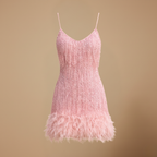 Dames slim fit mini jurk met kwastjes en pailletten Jelle Jora Mode