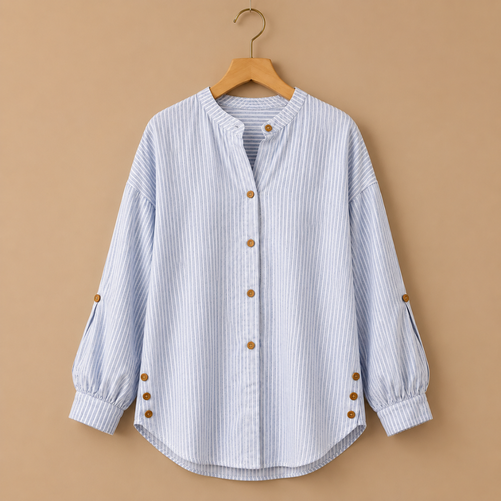 Damesblouse met strepen lange mouwen en knopen Jelle Jora Mode