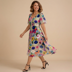 Dames casual knielengte zomerjurk met patroon Jelle Jora Mode