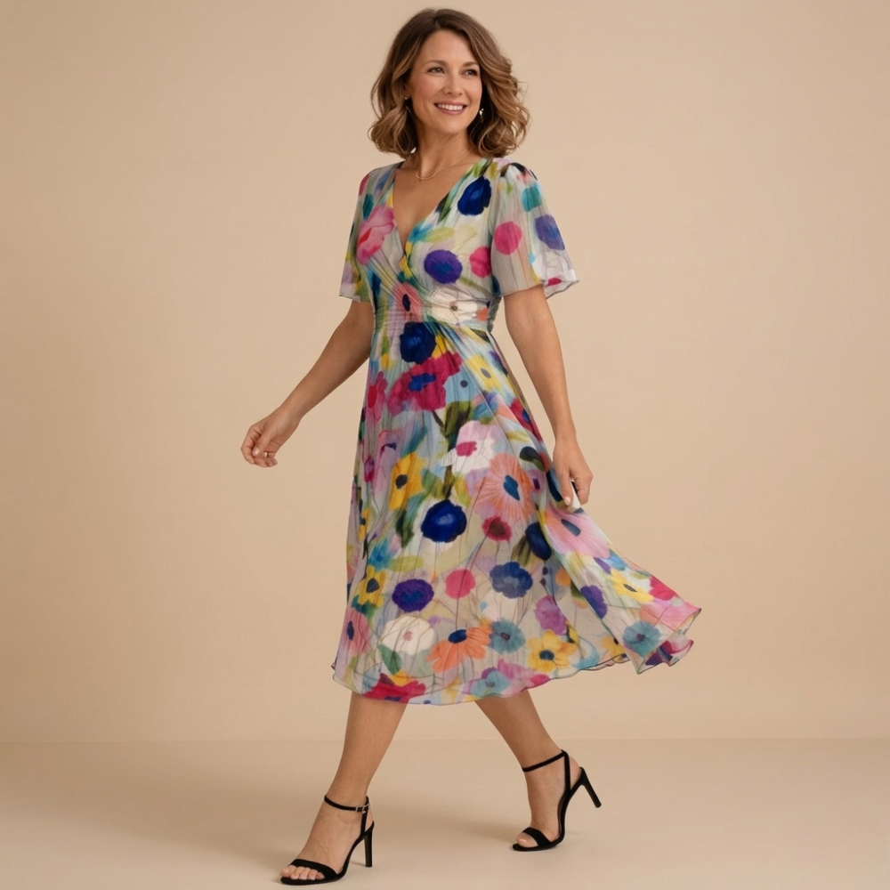 Dames casual knielengte zomerjurk met patroon Jelle Jora Mode