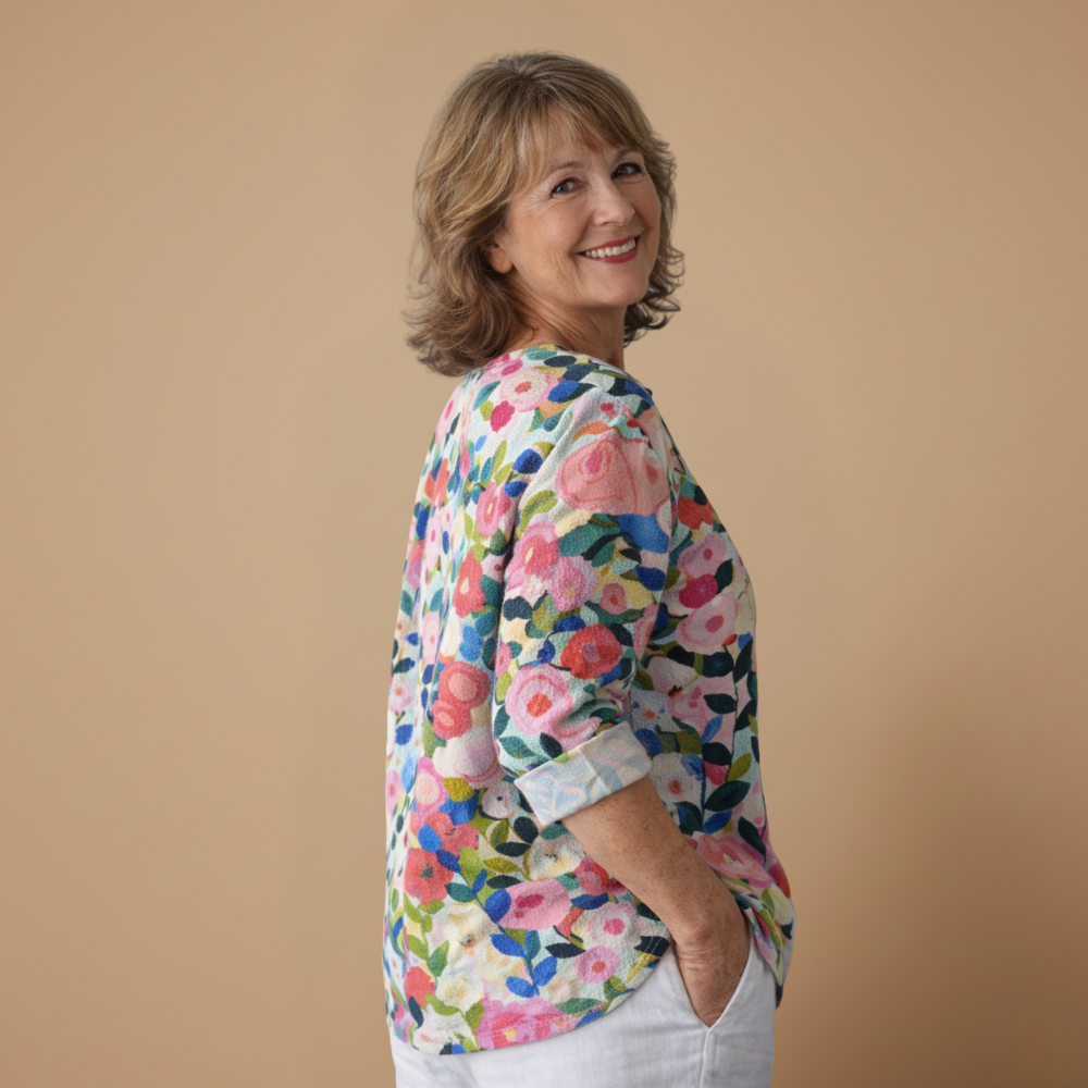 Damesblouse met bloemenprint en V-hals Jelle Jora Mode
