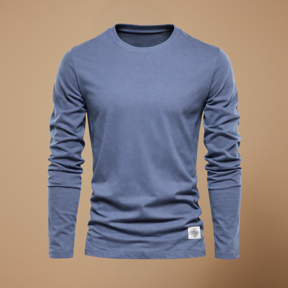 Heren ademend casual t-shirt met lange mouwen en ronde hals Jelle Jora Mode