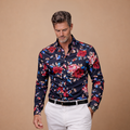 Heren shirt met bloemenprint lange mouwen en getailleerd model Jelle Jora Mode
