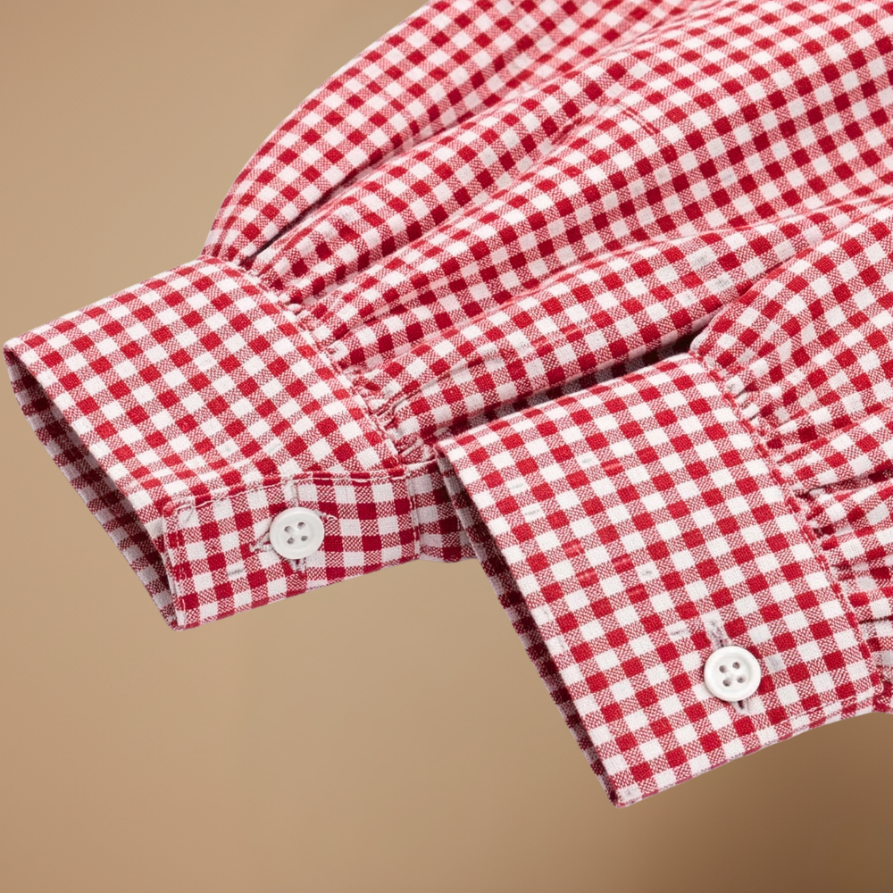 Damesblouse met lange mouwen ruitjespatroon en strik Jelle Jora Mode