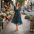 Dames casual knielengte zomerjurk met patroon Jelle Jora Mode