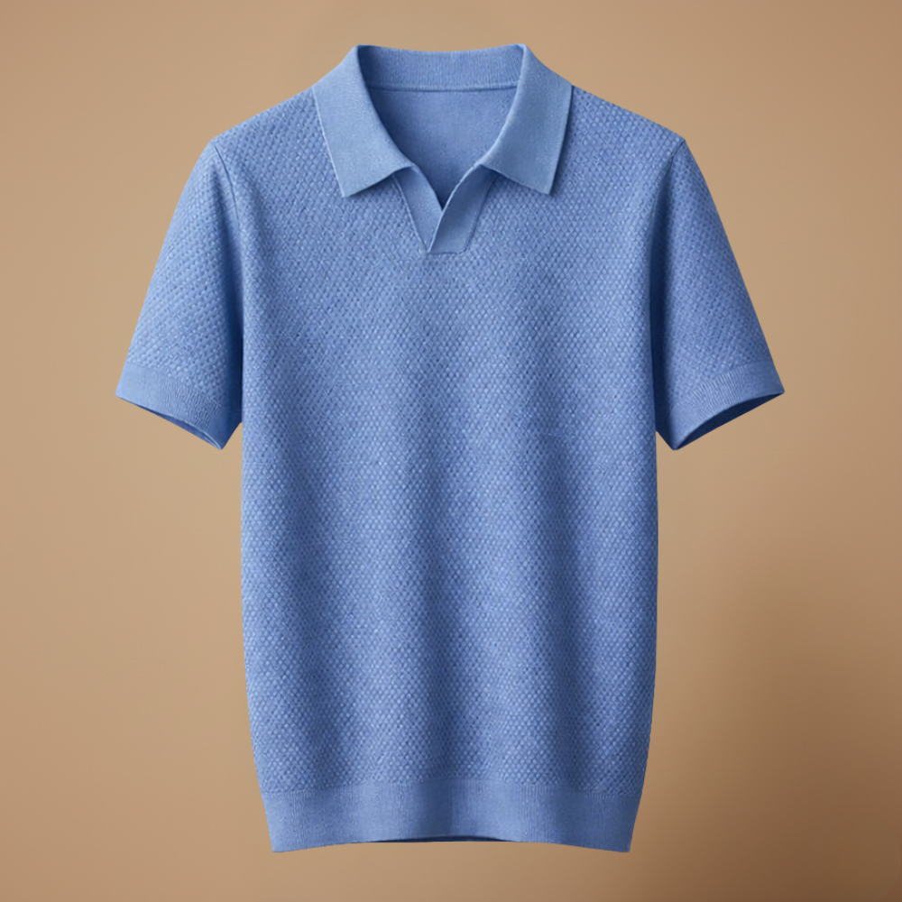 Heren slim fit poloshirt met korte mouwen en klassieke V-hals Jelle Jora Mode