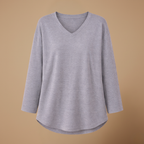 Dames ledigvallend casual t-shirt met lange mouwen en v-hals Jelle Jora Mode