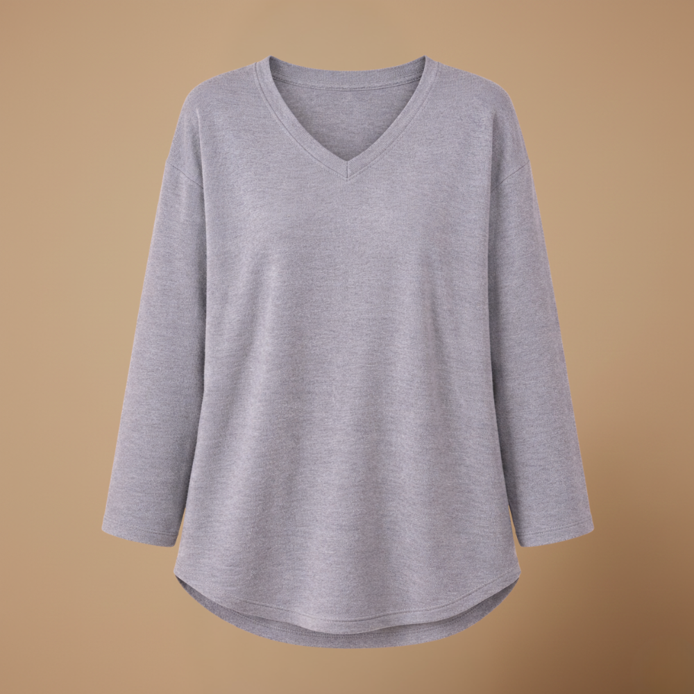 Dames ledigvallend casual t-shirt met lange mouwen en v-hals Jelle Jora Mode