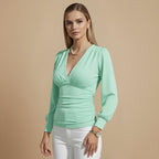 Chique Crop Top met V-hals en Strik Aan De Achterkant Jelle Jora Mode