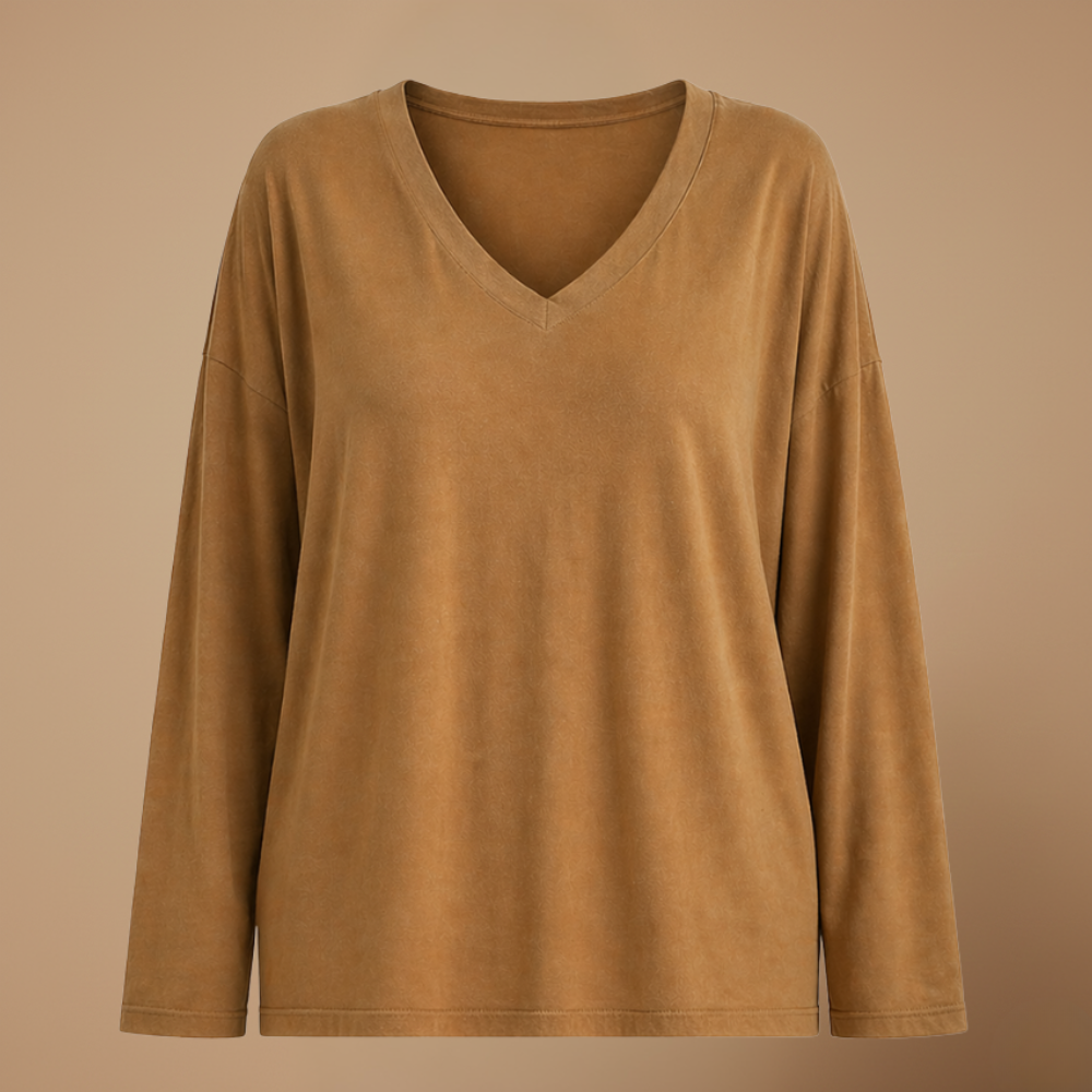 Dames blouse met V-hals en lange mouwen Jelle Jora Mode