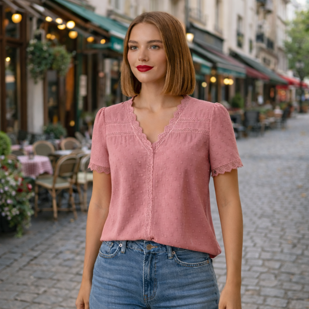 Elegante kanten blouse met korte mouwen Jelle Jora Mode