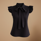 Dames elegante blouse met korte mouwen ruches en strikje Jelle Jora Mode