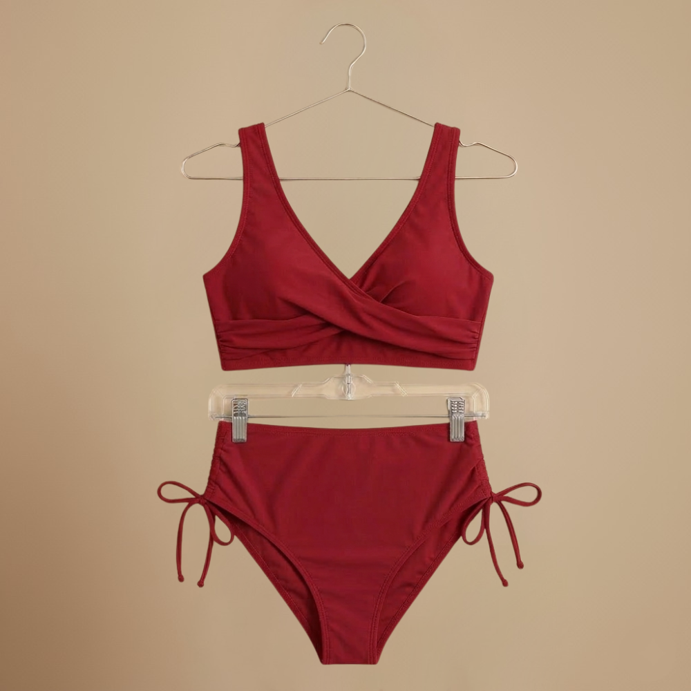 Dames hoge taille wikkelbikini met strikbandjes aan de zijkanten Jelle Jora Mode