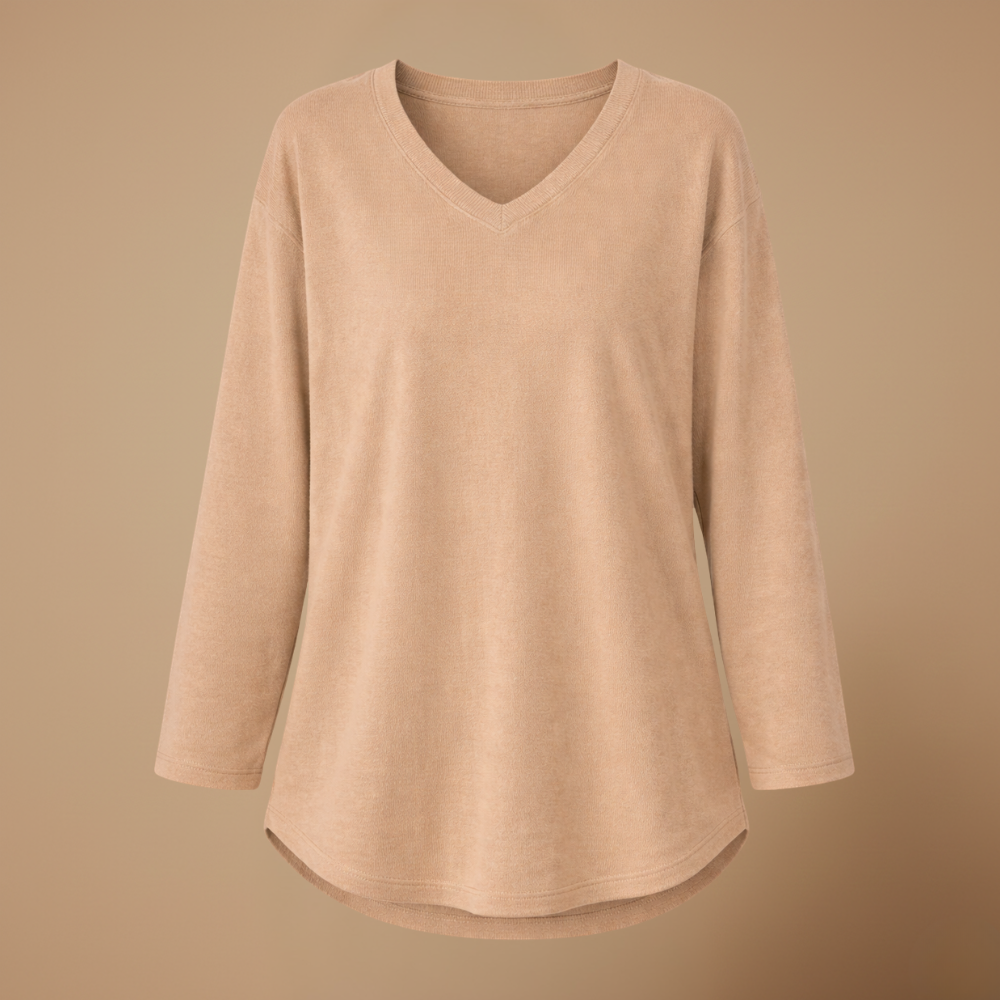 Dames ledigvallend casual t-shirt met lange mouwen en v-hals Jelle Jora Mode