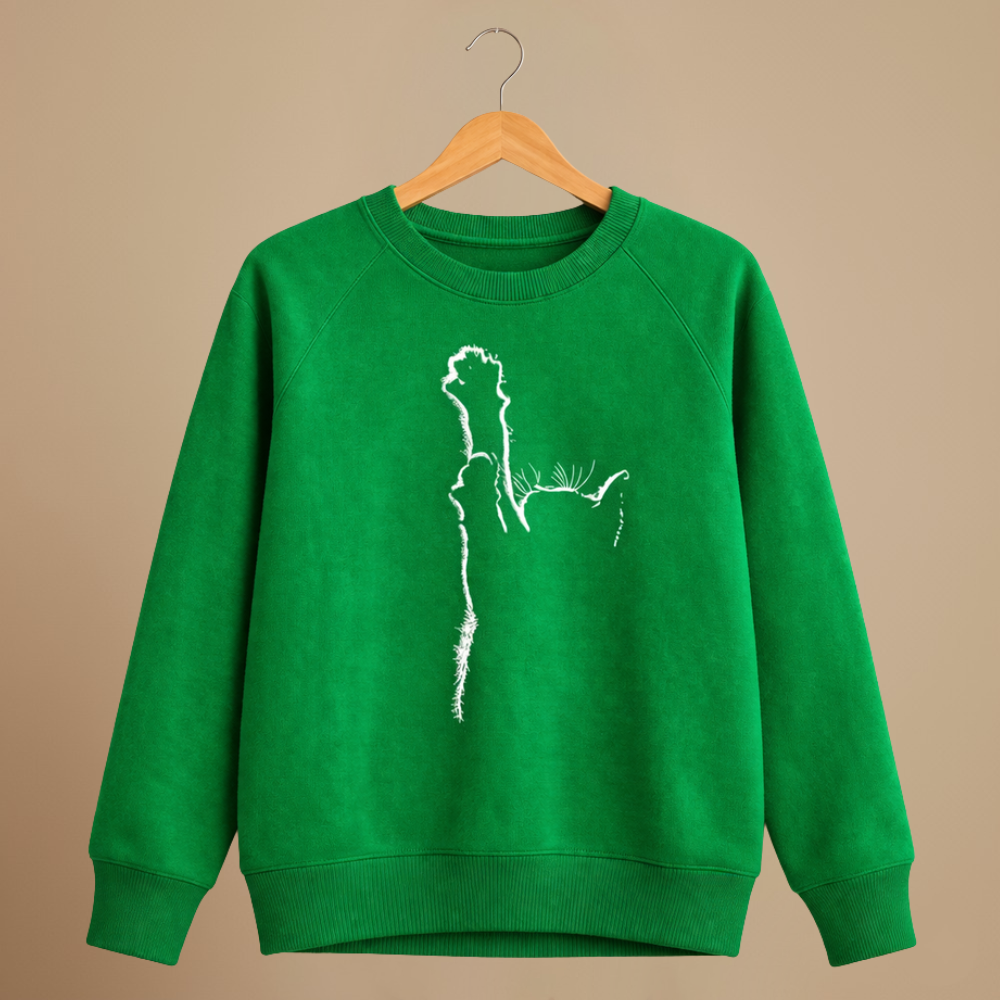 Sweatshirt met ronde hals en witte kattenprint Jelle Jora Mode