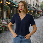 Elegante kanten blouse met korte mouwen Jelle Jora Mode