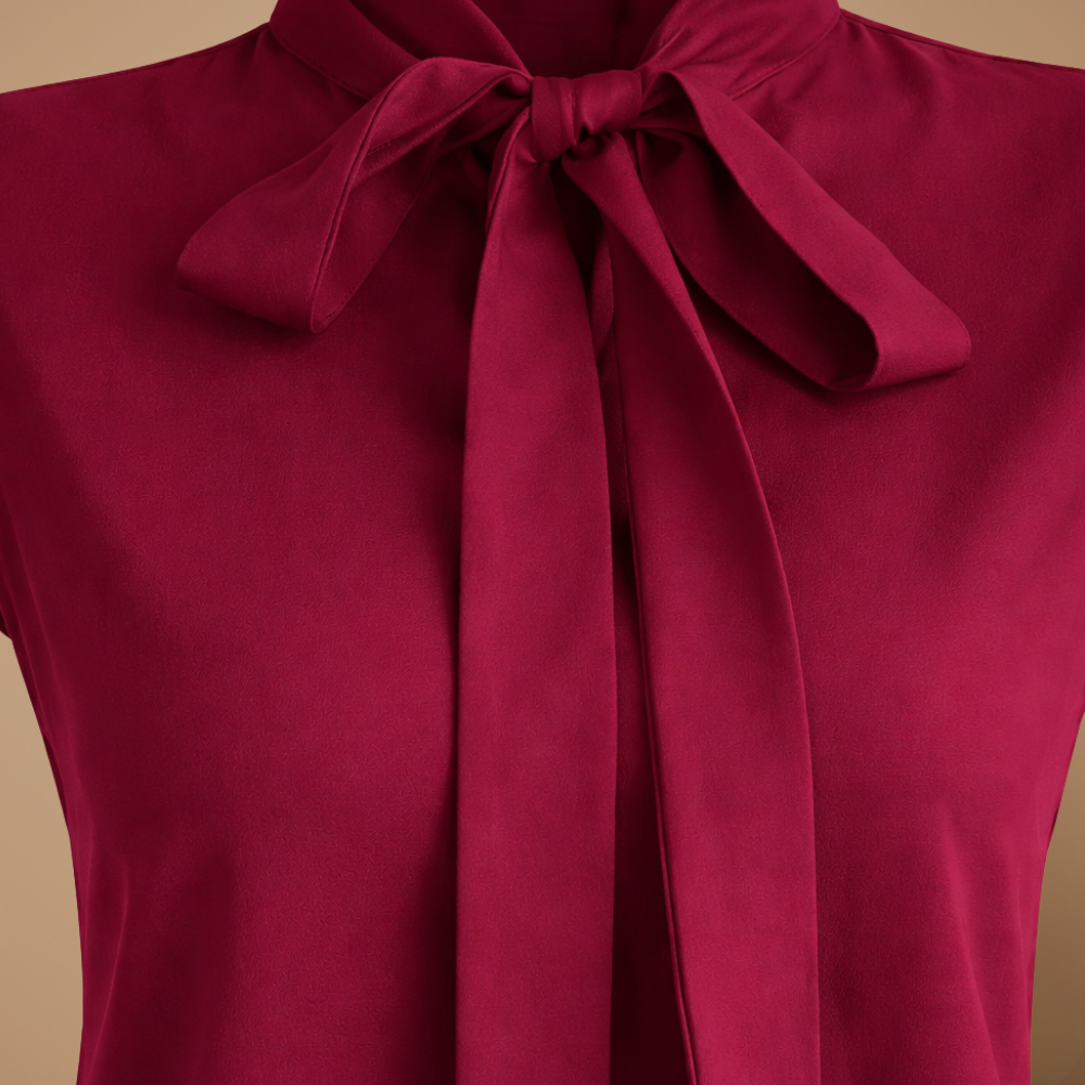 Dames elegante blouse met korte mouwen ruches en strikje Jelle Jora Mode