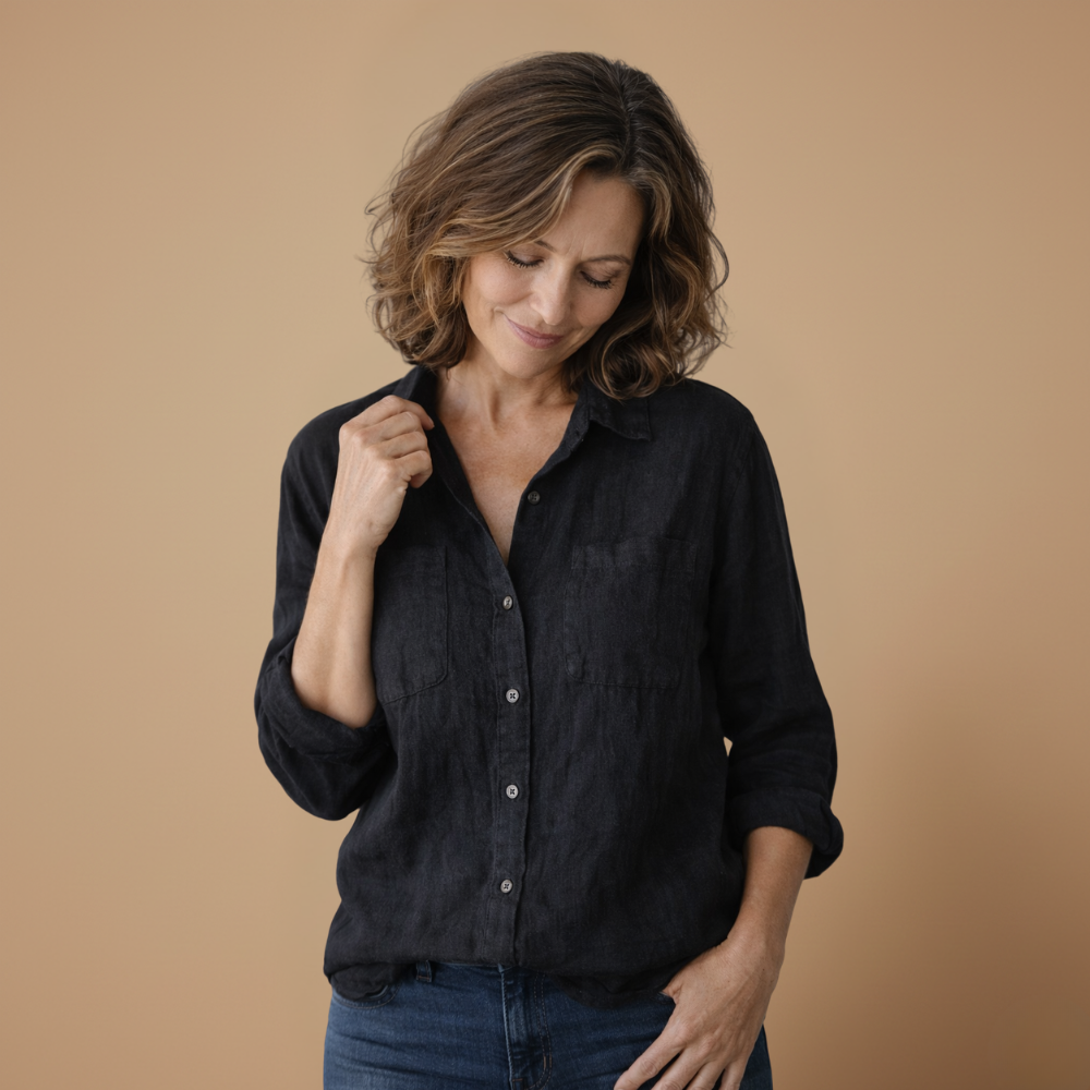 Dames ademende blouse met lange mouwen en knoopsluiting Jelle Jora Mode